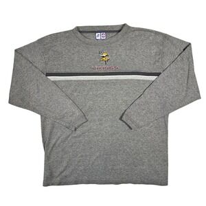Vintage Logo Athletic NFL Minnesota Vikings Grey Ribbed Thermal Shirt Mens XL